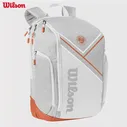 Сумка для теннисных ракеток Wilson 2023 Roland Garros Super Tournament Masters из Белой RG Кожи, Рюкзак для Ракеток из 2 Упаковок для Взрослых WR8018302001