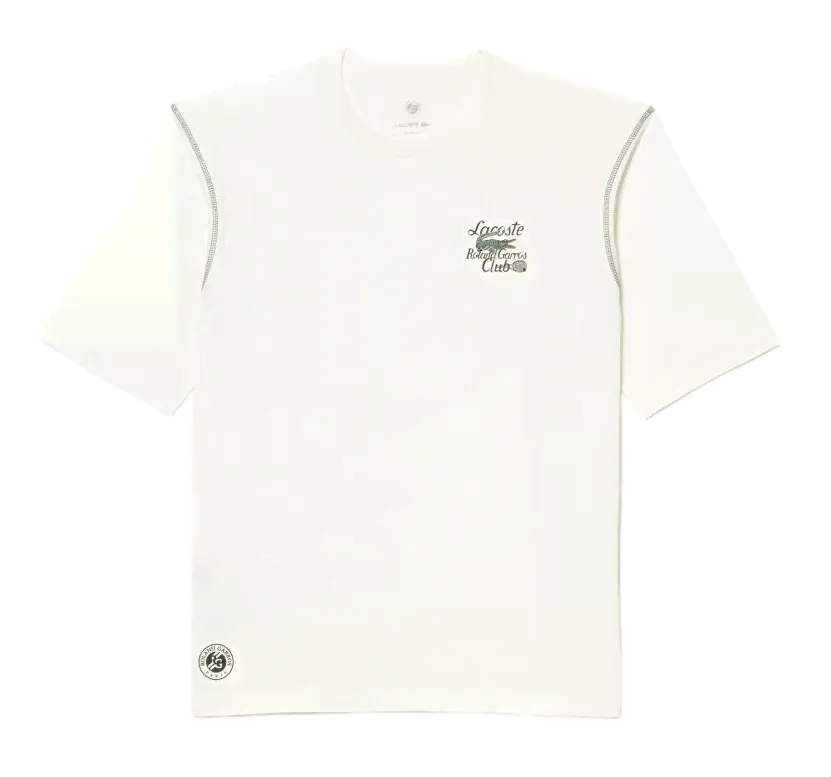 Теннисная футболка Lacoste Sport Roland Garros Club Edition Logo T-Shirt - white-0