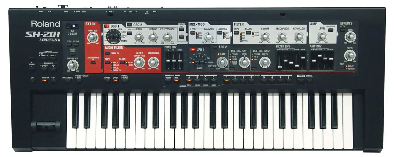 Roland SH-201 синтезатор аналогового моделирования звука, 49 клавиш, полифония 10 голосов-0